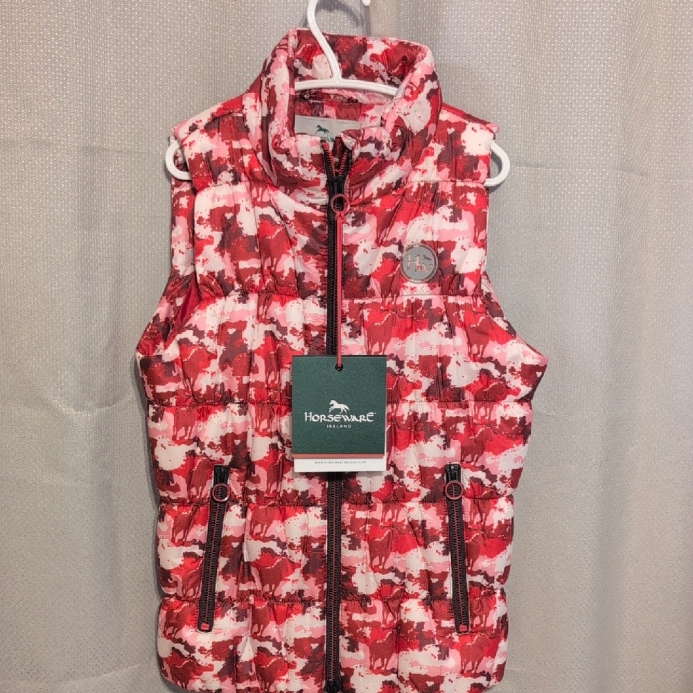 HorseWare Kids Red and White Puffer Vest Size 7/8